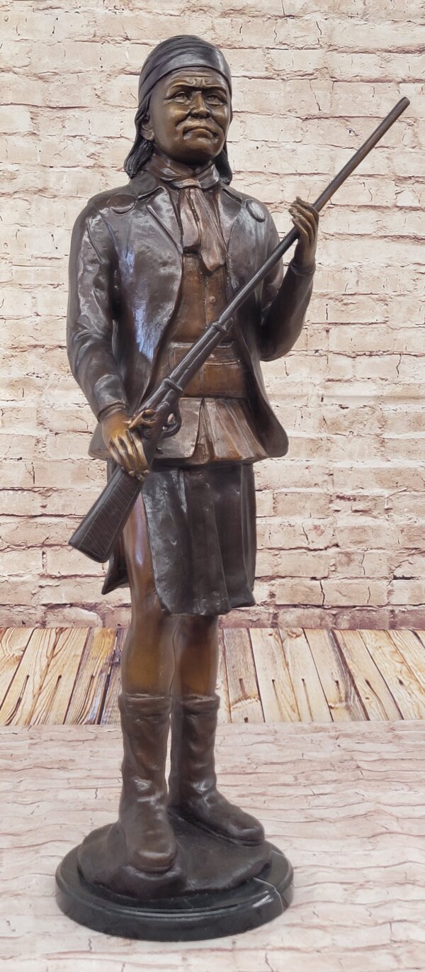 Hand Made Geronimo With Rifle by C.M Russell Bronze Sculpture Figurine